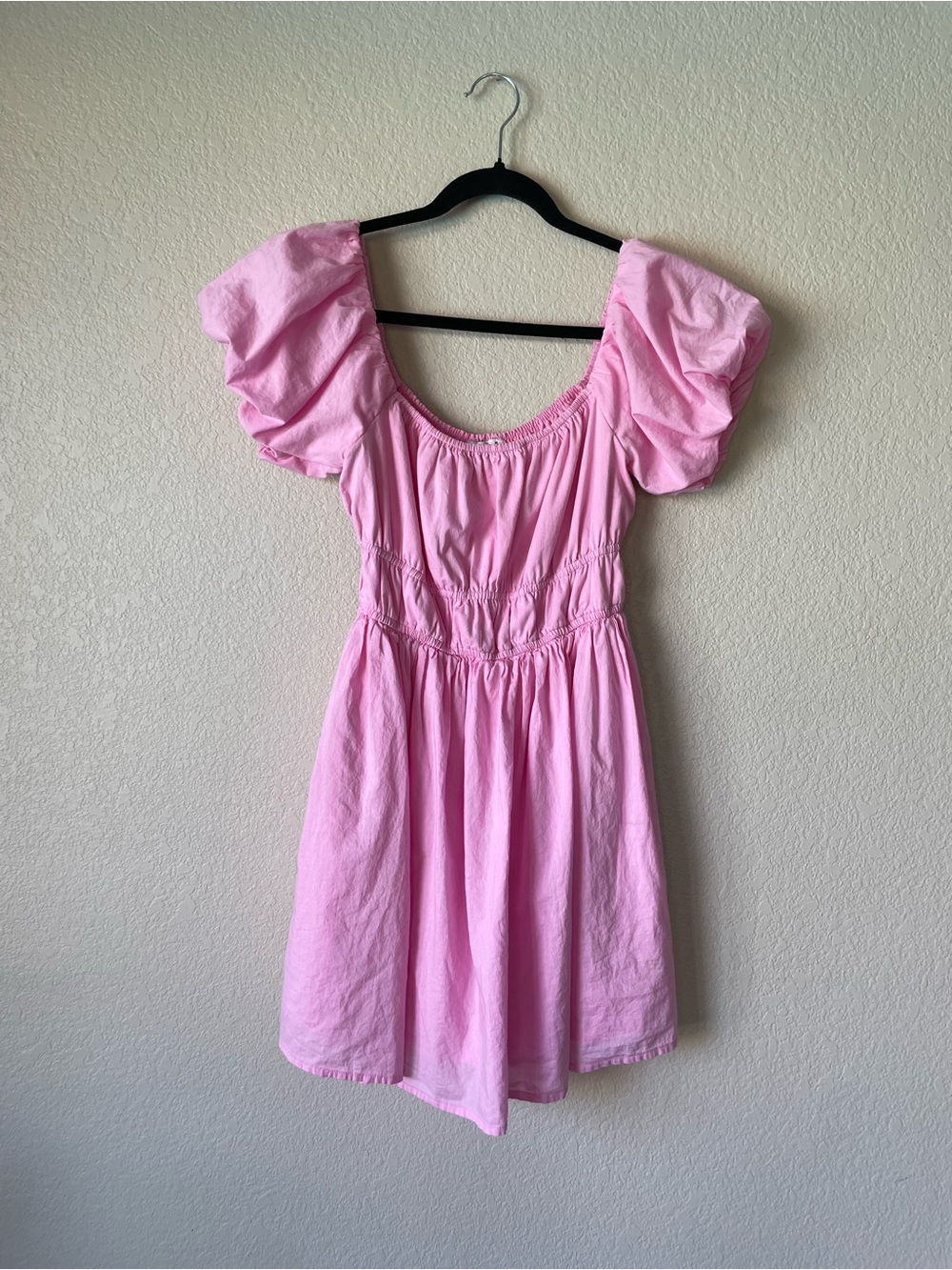Hollister Pink Babydoll Mini Dress Puff Sleeves Size M